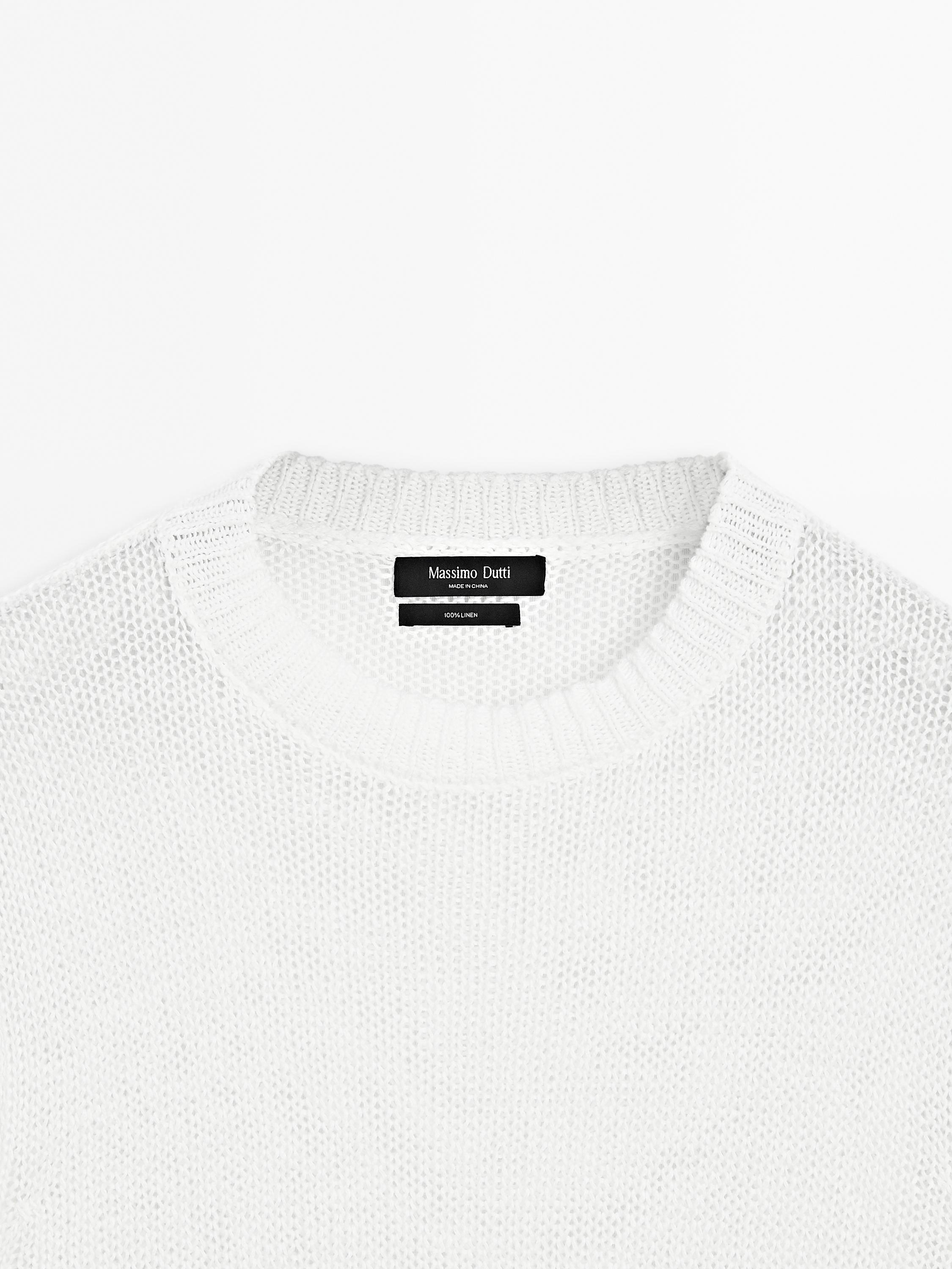 Short sleeve linen knit sweater